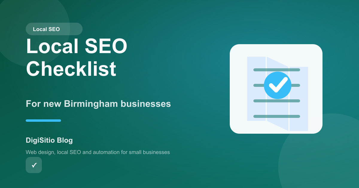 Custom local SEO checklist graphic for new Birmingham businesses